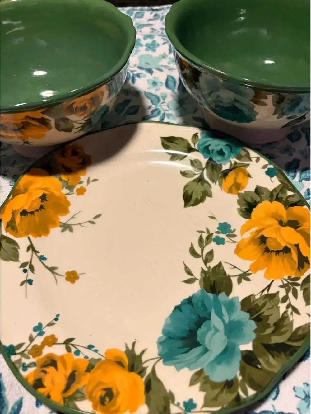 ceramic tableware set in the Rose Shadow pattern by The Pioneer Woman.